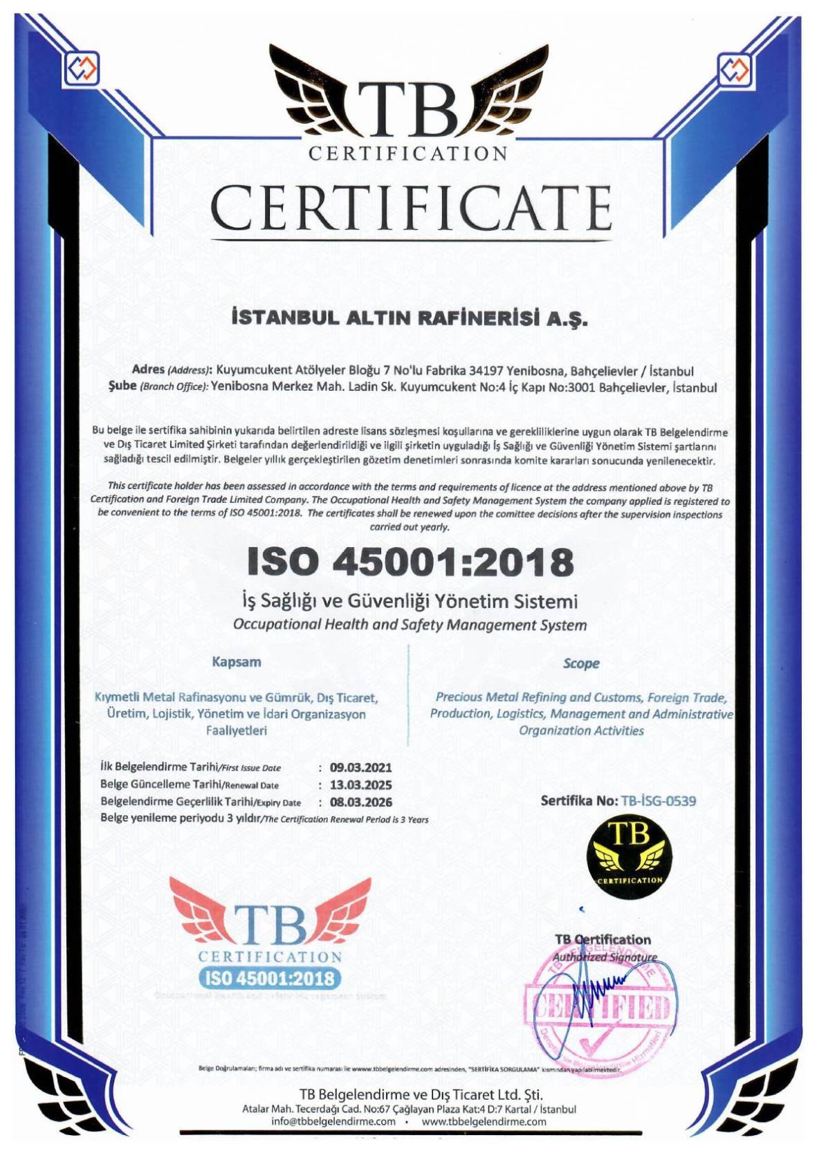İAR ISO 45001-2018