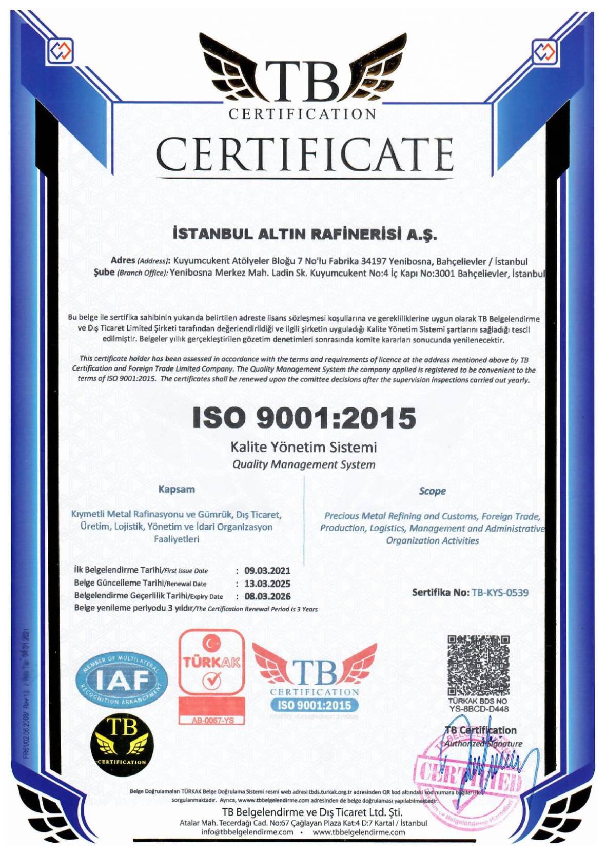 İAR ISO 9001-2015